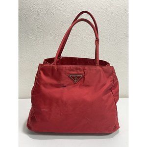 Authentic PRADA | Red Nylon Hand Bag | Made in Italy | 10" (W) x 9" (H) x 4" (D)